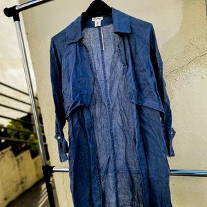 Long trench style coat 100% linen small Artisan NY